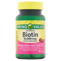 Spring Valley Biotin Dietary Supplement Softgels, 10,000mcg, 60 count DLC: 28-FEV24