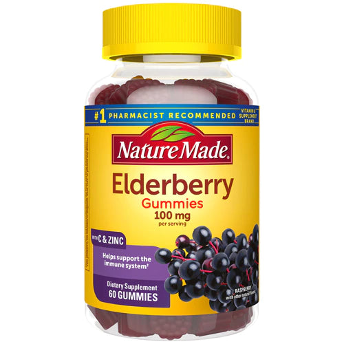 Nature Made Elderberry Gummy Raspberry -- 100 mg - 60 Gummies DLC: Mai 2023