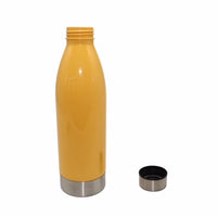 Mainstays 22 Ounce (22 Fluid Ounces) Yellow Water Bottle with Stainless Steel Lid and Strap 650mL