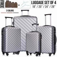 
              4 Piece Travel Luggage Set Lightweight Suitcase Spinner
            