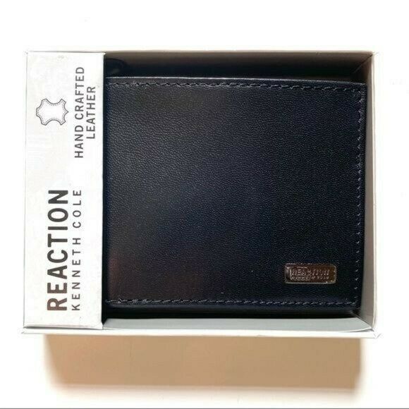 Reaction Kenneth Cole Mens Black Handcrafted Leather Bifold Gift ...